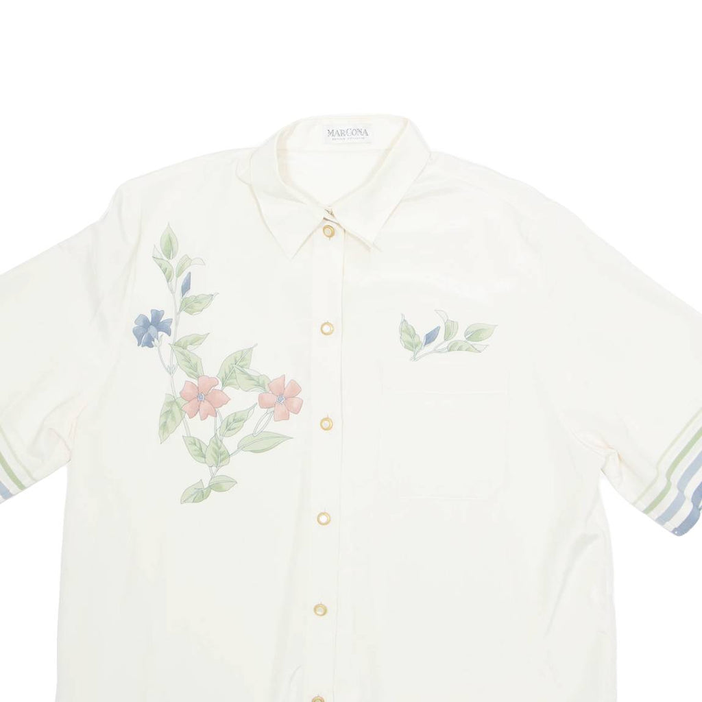 MARCONA Sheer Womens Shirt Beige Collared Floral L