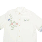 MARCONA Sheer Womens Shirt Beige Collared Floral L