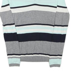 TOMMY HILFIGER Womens Grey Blue White Striped Pattern V-Neck Basic Knit Jumper