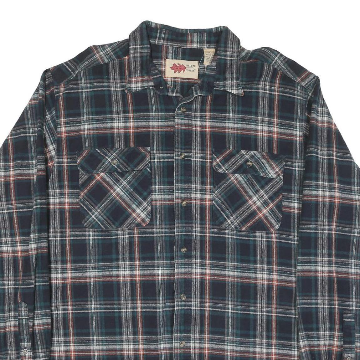 FIELD N' FOREST Mens Blue Plaid Long Sleeve Shirt 2XL Cotton Blend Casual