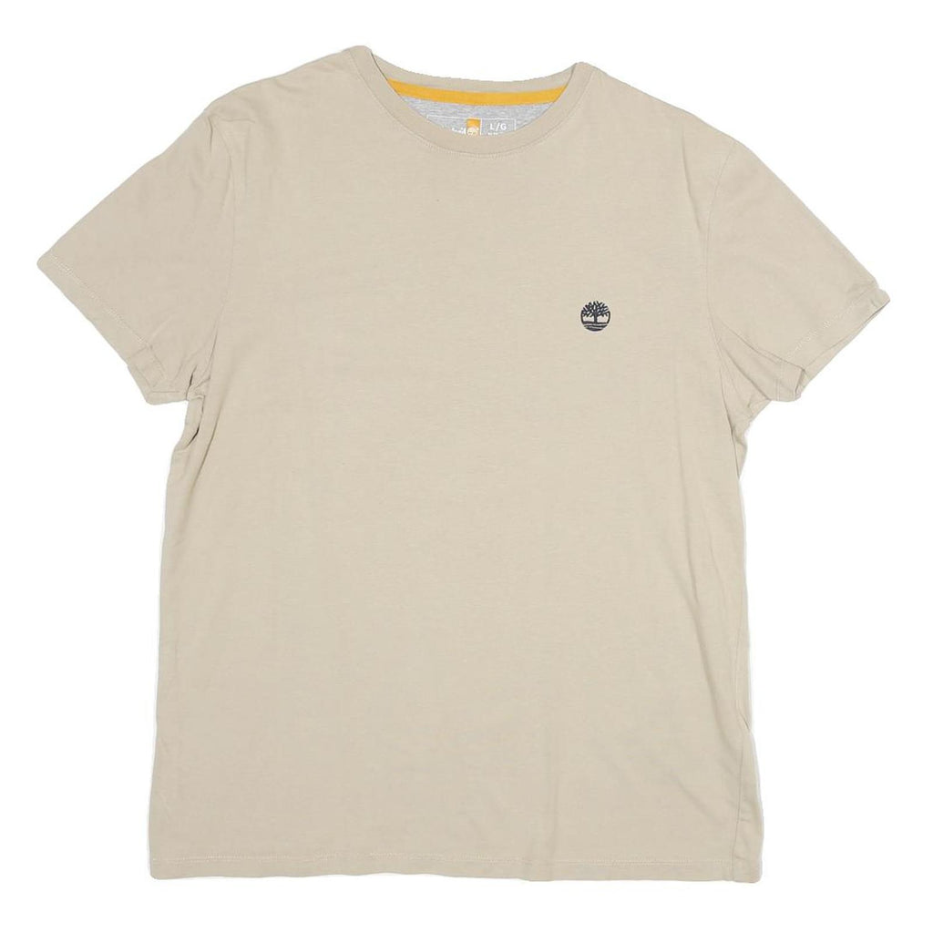TIMBERLAND Mens Beige Crew Neck Short Sleeve T-Shirt L Cotton Blend Classic