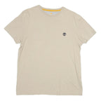 TIMBERLAND Mens Beige Crew Neck Short Sleeve T-Shirt L Cotton Blend Classic