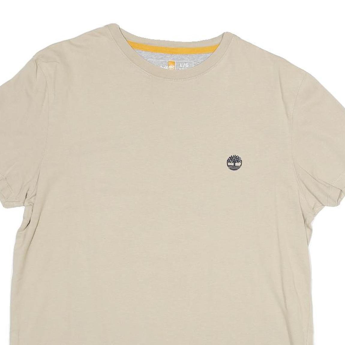 TIMBERLAND Mens Beige Crew Neck Short Sleeve T-Shirt L Cotton Blend Classic