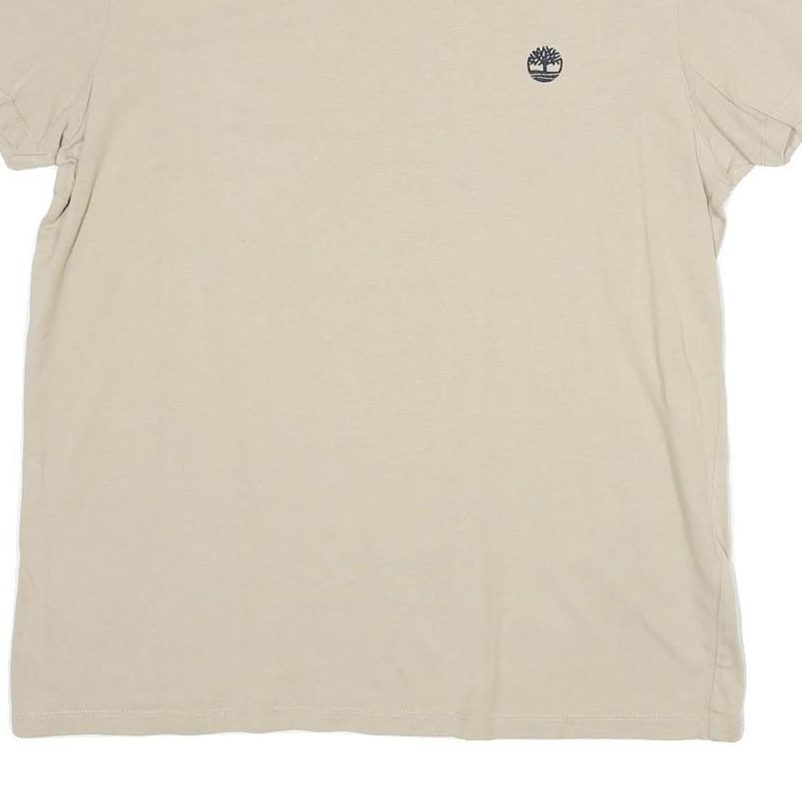TIMBERLAND Mens Beige Crew Neck Short Sleeve T-Shirt L Cotton Blend Classic