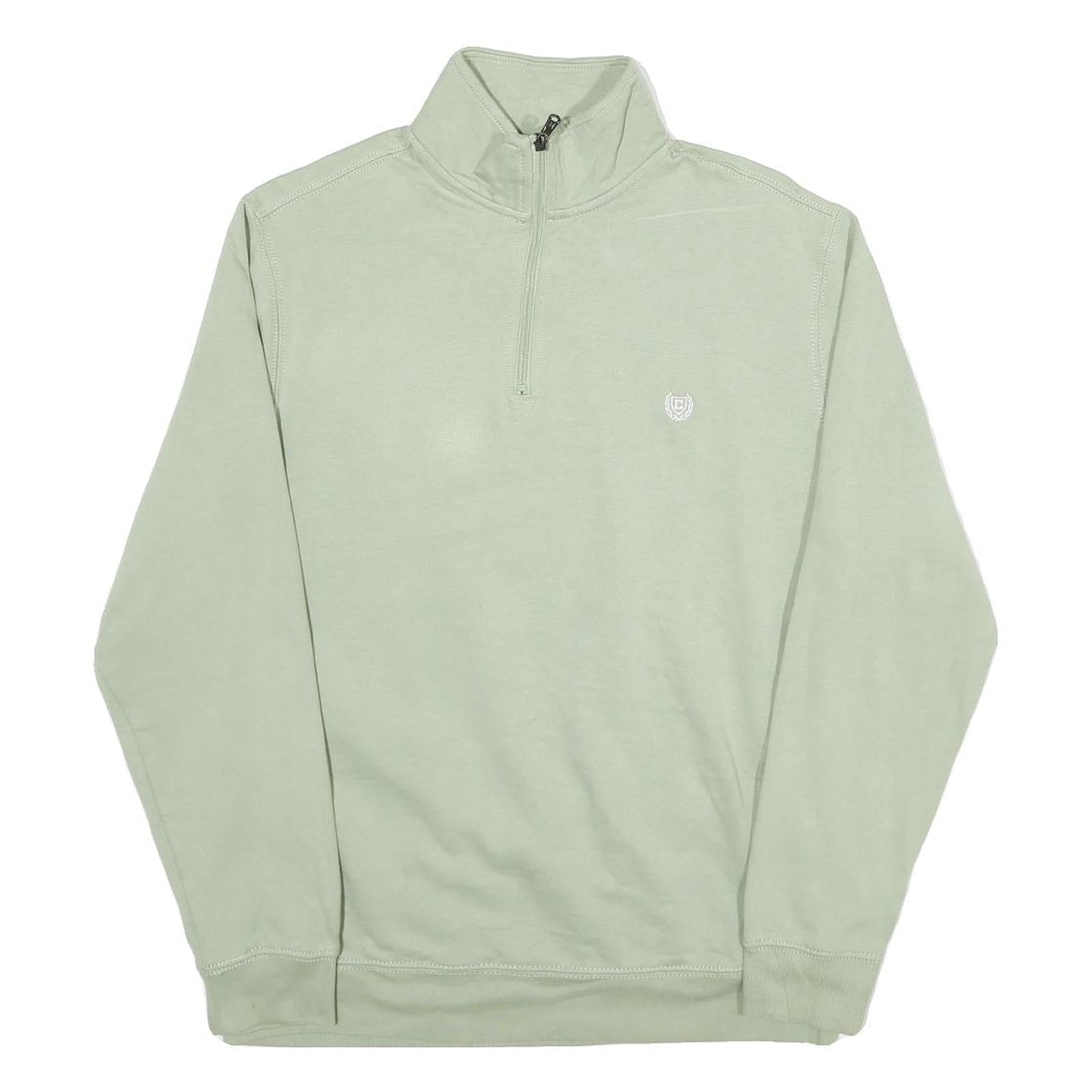 CHAPS Mens Green 1/4 Zip M Cotton Blend Sweatshirt Pullover Classic