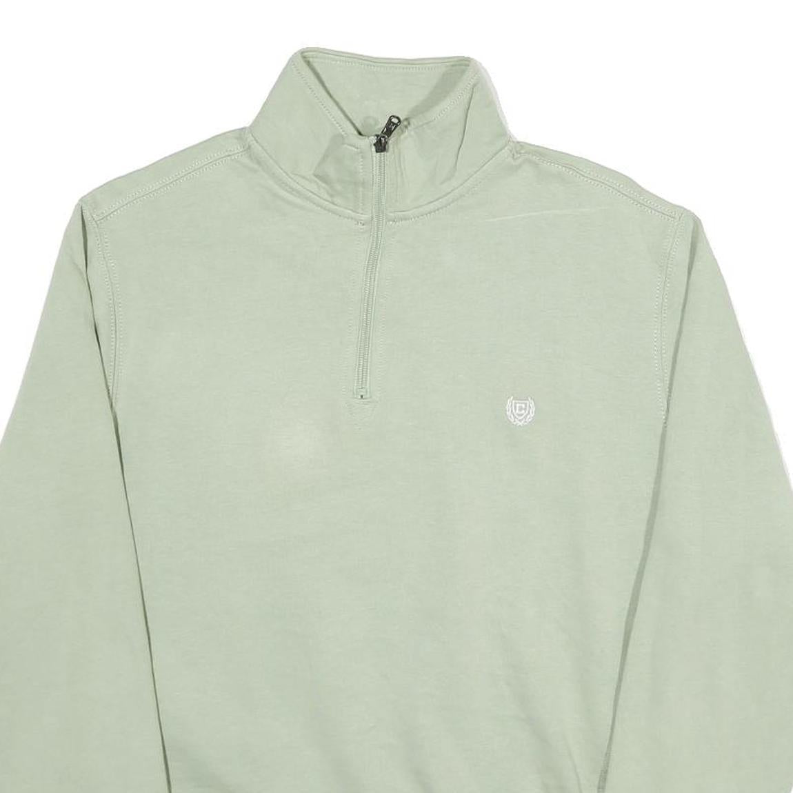 CHAPS Mens Green 1/4 Zip M Cotton Blend Sweatshirt Pullover Classic
