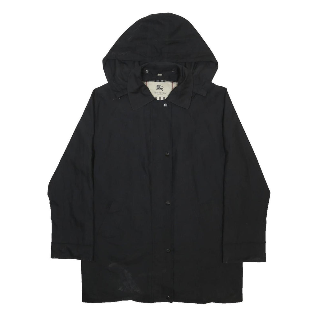 BURBERRY Womens Black Classic Zip Jacket Cotton Blend Hooded UK 12 Casual