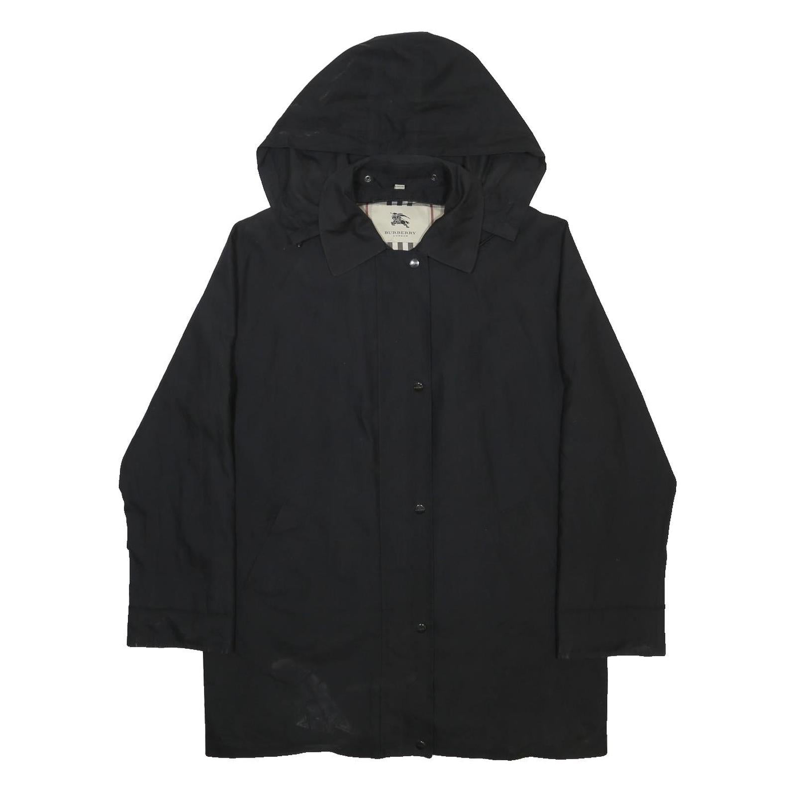 BURBERRY Womens Black Classic Zip Jacket Cotton Blend Hooded UK 12 Casual