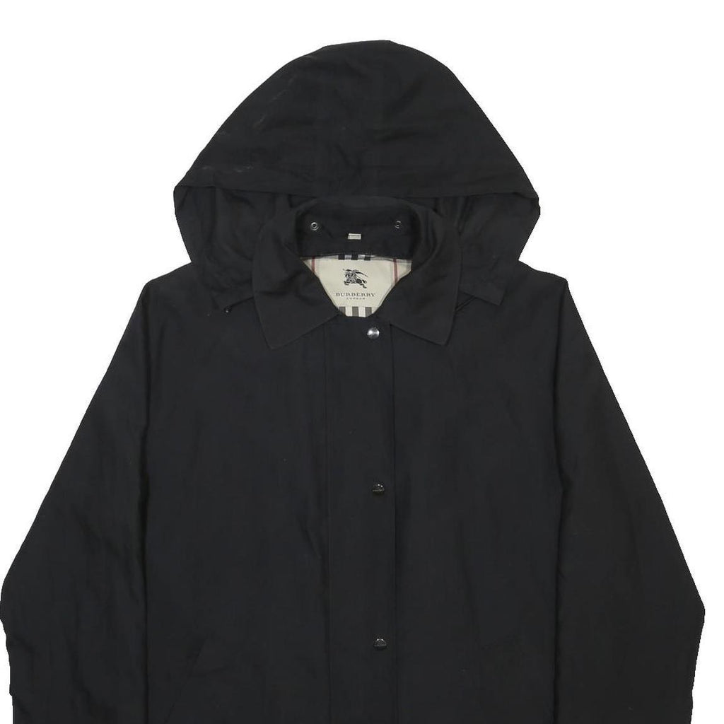 BURBERRY Womens Black Classic Zip Jacket Cotton Blend Hooded UK 12 Casual
