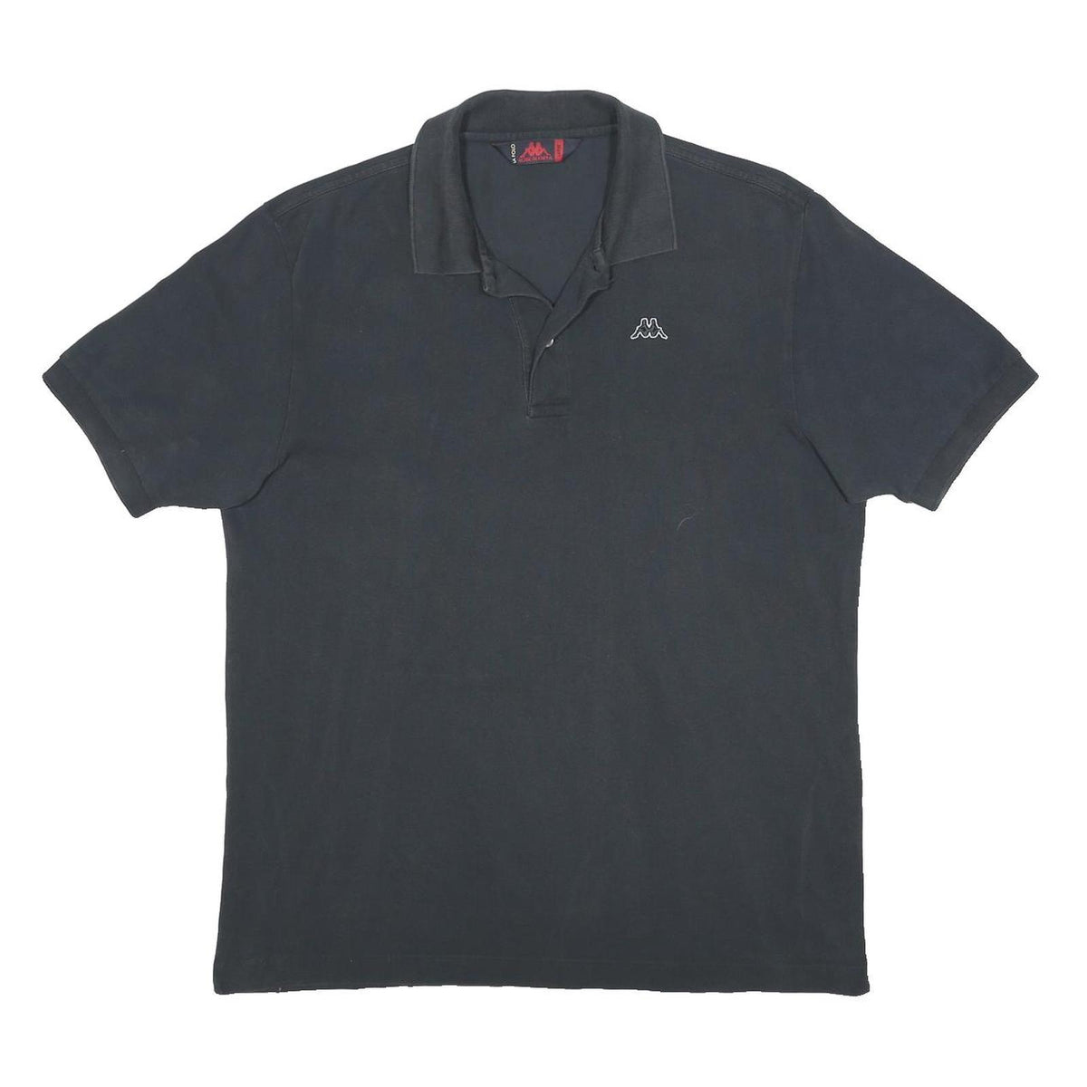 KAPPA Mens Black Short Sleeve Plain L Cotton Polo Shirt Classic Casual