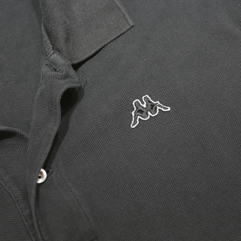 KAPPA Mens Black Short Sleeve Plain L Cotton Polo Shirt Classic Casual