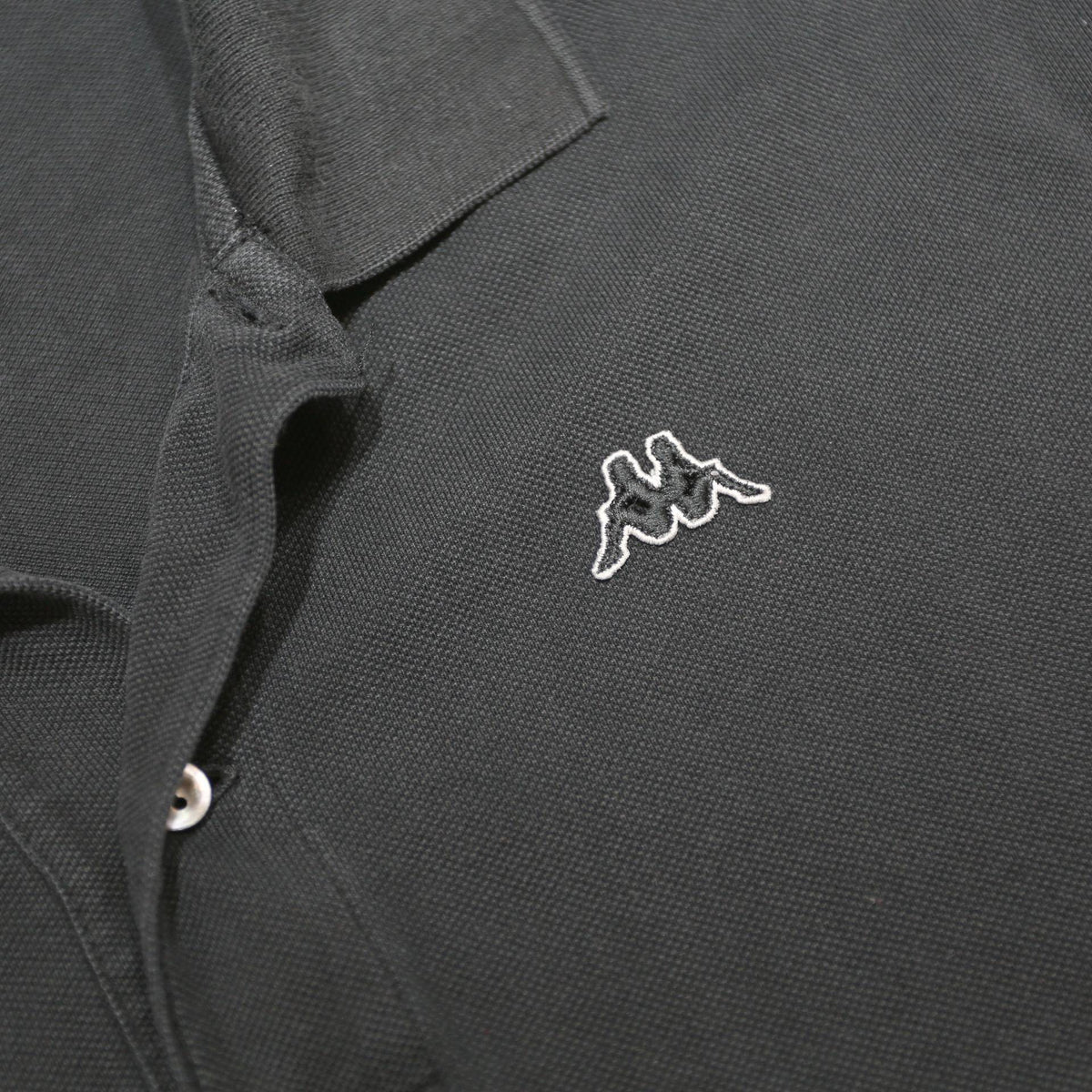 KAPPA Mens Black Short Sleeve Plain L Cotton Polo Shirt Classic Casual