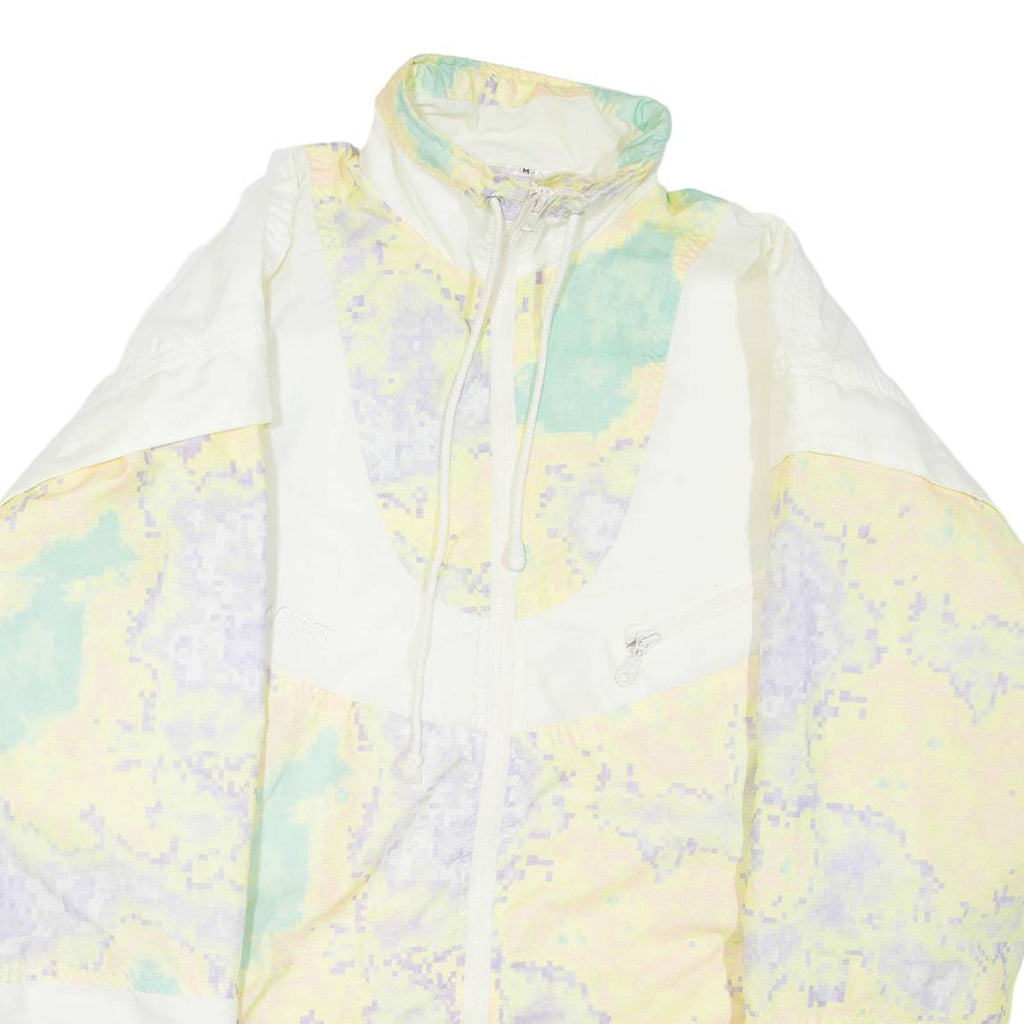 Womens Track Jacket White Nylon Colourblock M