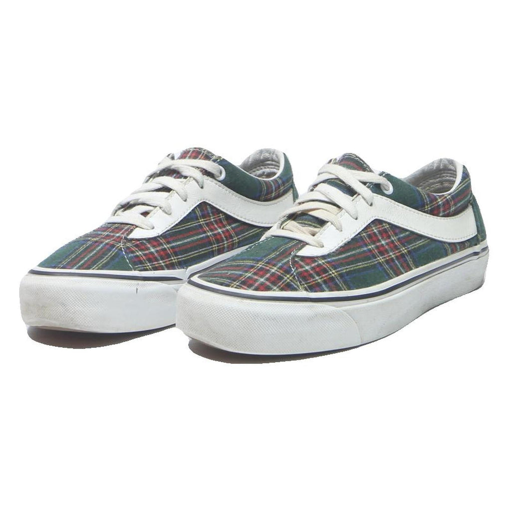 VANS Old Skool Womens Low Top Trainers Green Red Canvas UK 5.5 Checked Pattern