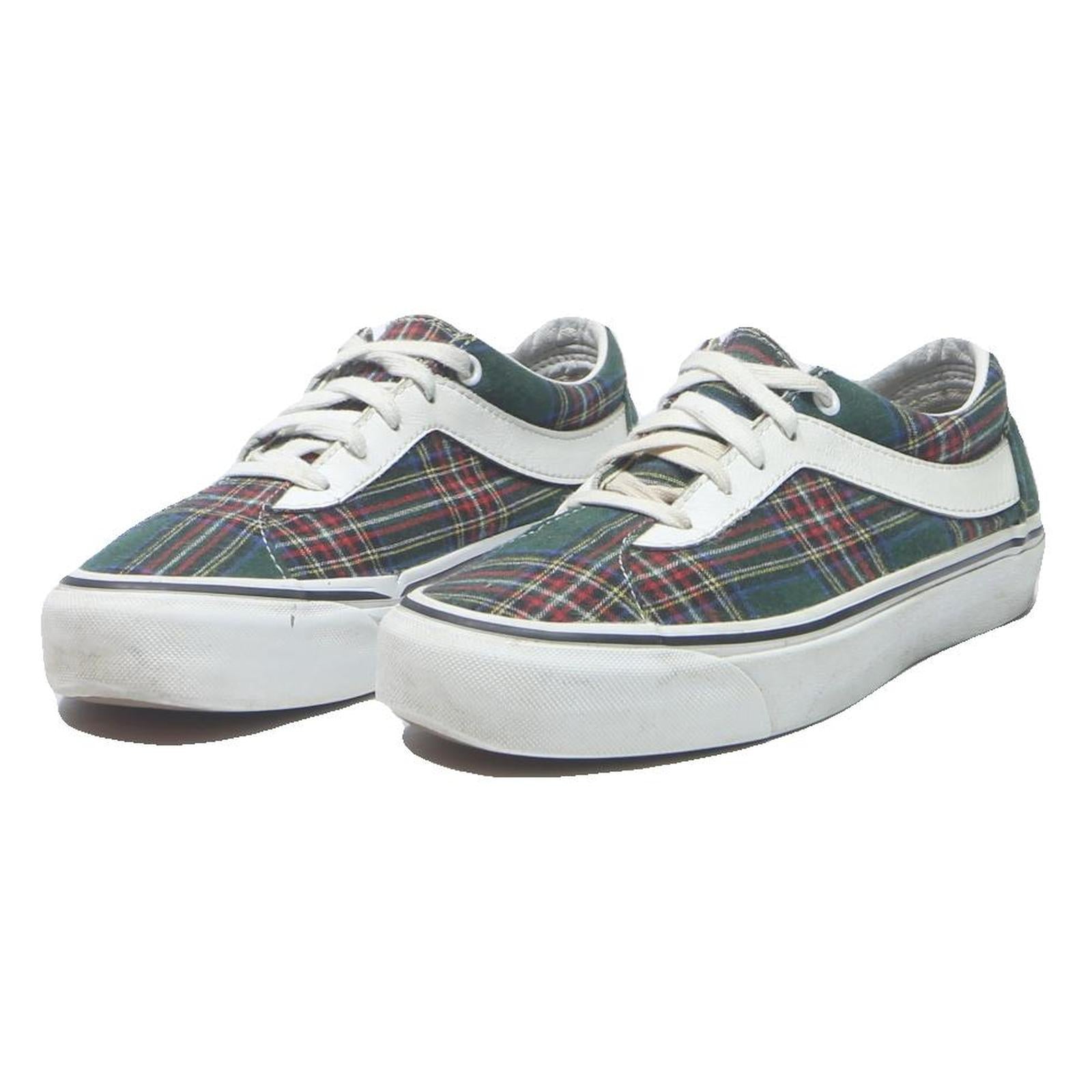VANS Old Skool Womens Low Top Trainers Green Red Canvas UK 5.5 Checked Pattern