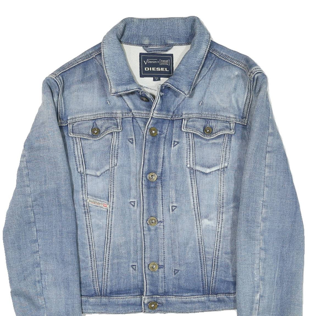 DIESEL Womens Blue Denim Button Jacket S Cotton Blend Fitted Casual