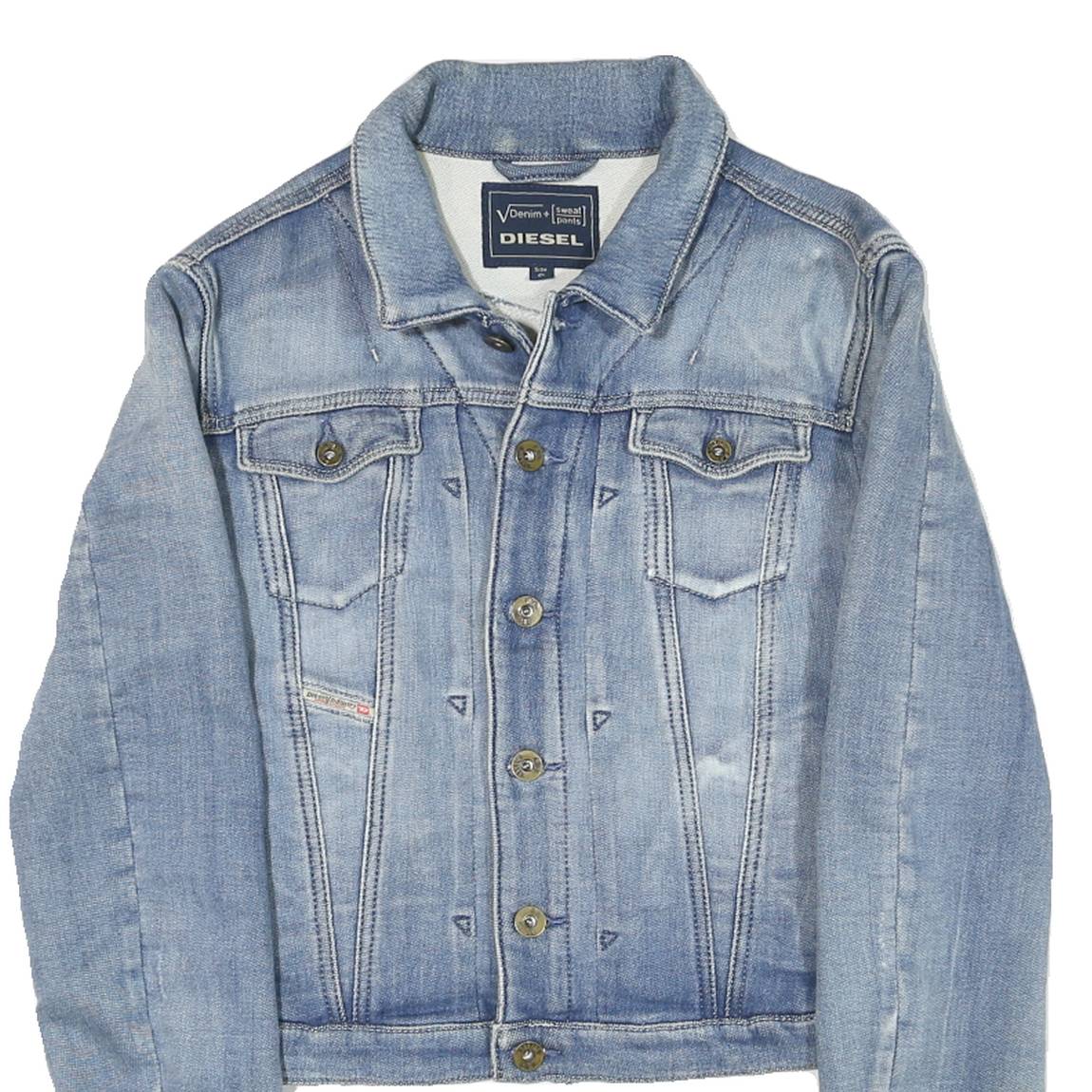 DIESEL Womens Blue Denim Button Jacket S Cotton Blend Fitted Casual