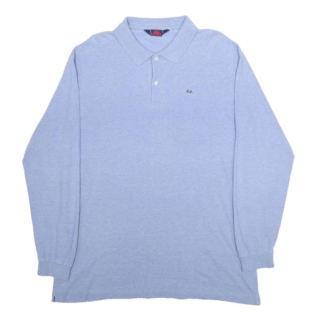 KAPPA Mens Blue Long Sleeve Plain XL Cotton Polo Shirt Classic Fit Casual
