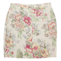 VALMODE Womens Cream Floral Linen Pencil Knee Length Skirt Size M Classic Summer