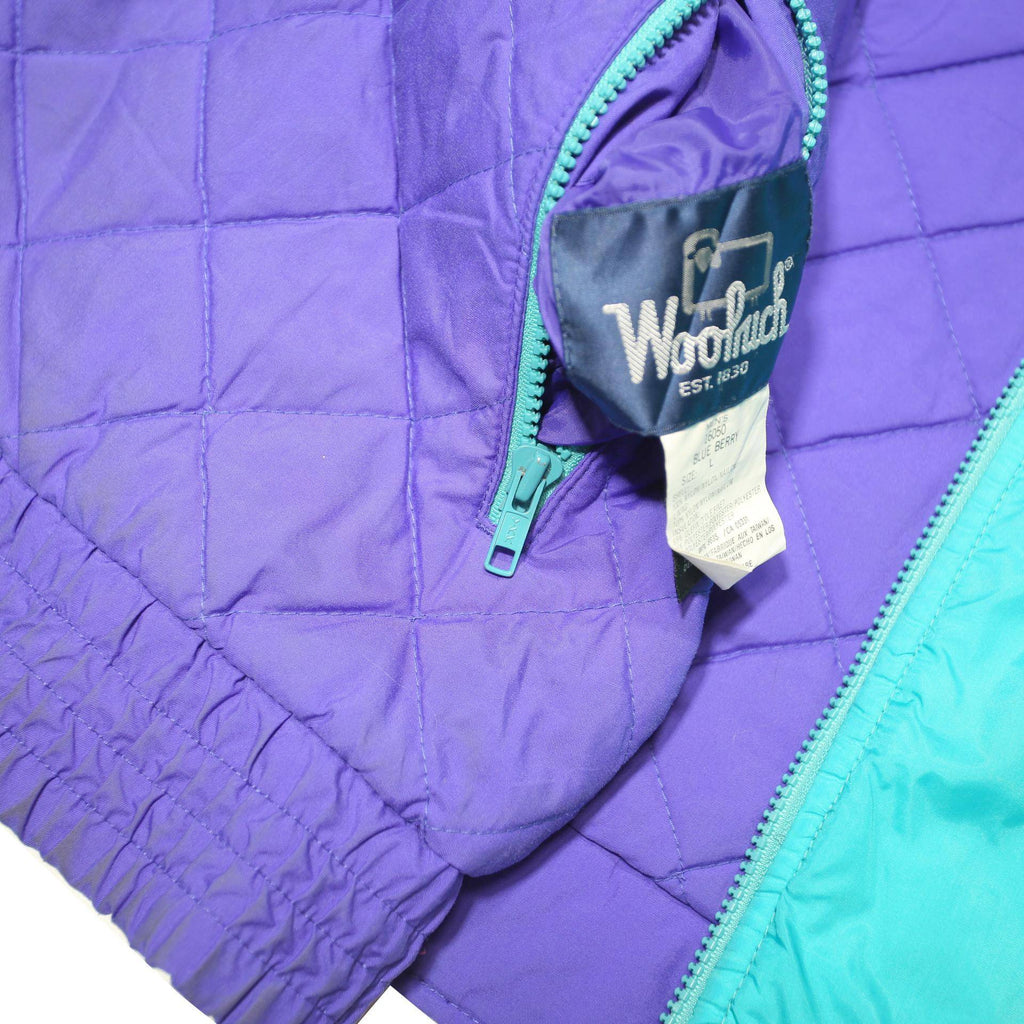 WOOLRICH Womens Blue & Purple Outdoor Jacket L Nylon Zip Plain Sport Casual