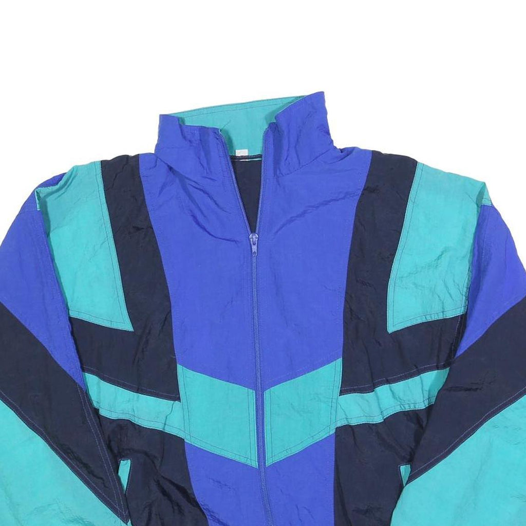 Mens Blue & Teal Polyester Blend Colourblock Zip Jacket M Casual Outerwear