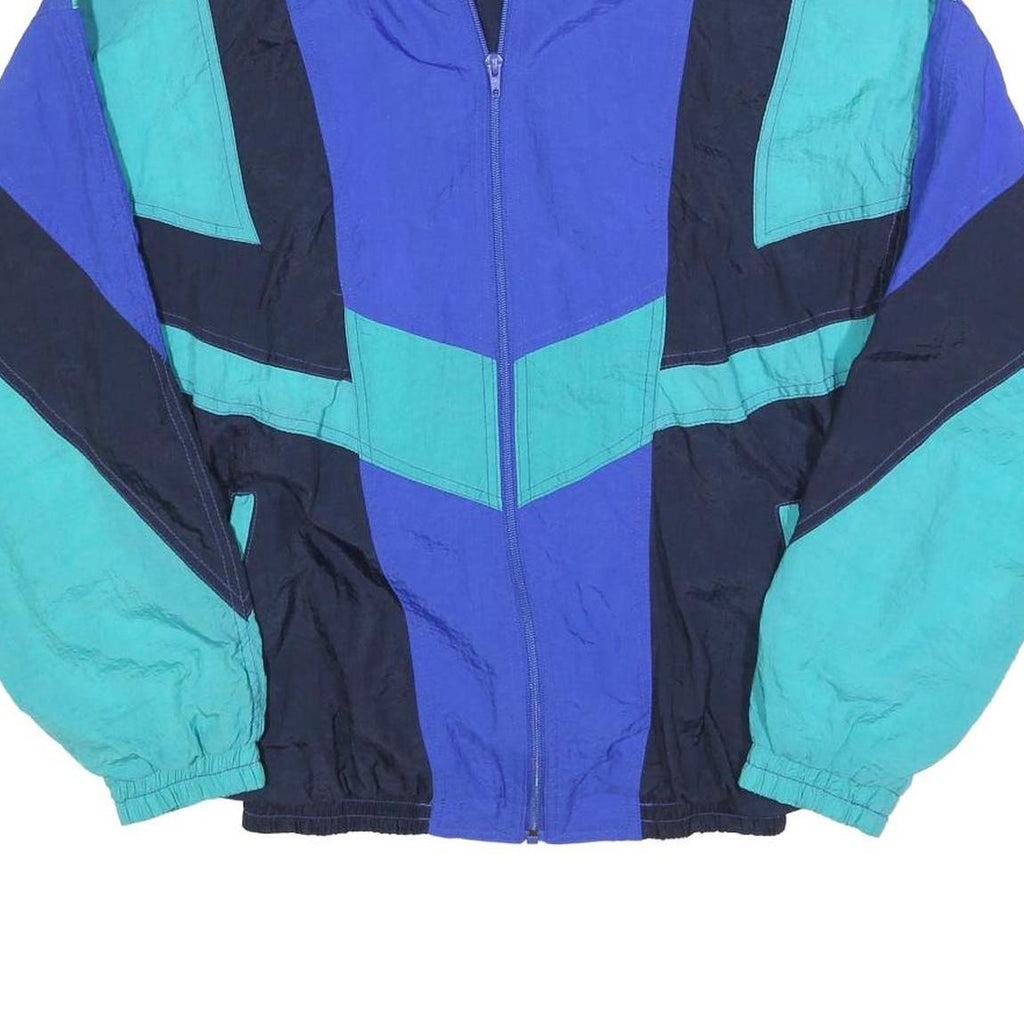 Mens Blue & Teal Polyester Blend Colourblock Zip Jacket M Casual Outerwear