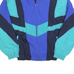 Mens Blue & Teal Polyester Blend Colourblock Zip Jacket M Casual Outerwear