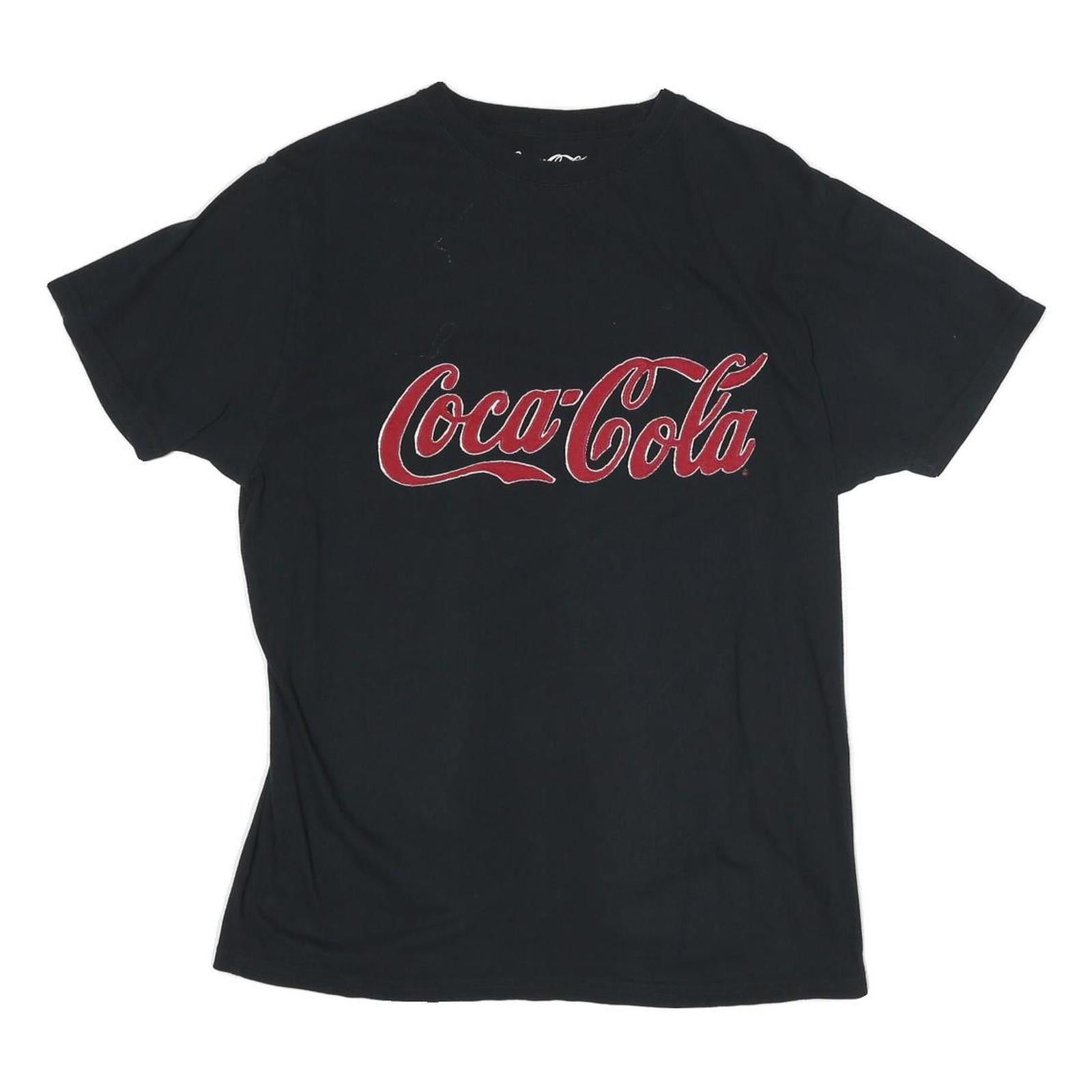COCA COLA Mens Black Graphic T-Shirt M Short Sleeve Crew Neck Logo Print