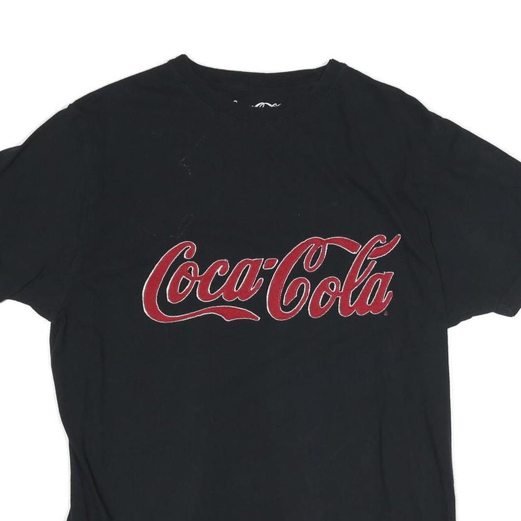 COCA COLA Mens Black Graphic T-Shirt M Short Sleeve Crew Neck Logo Print