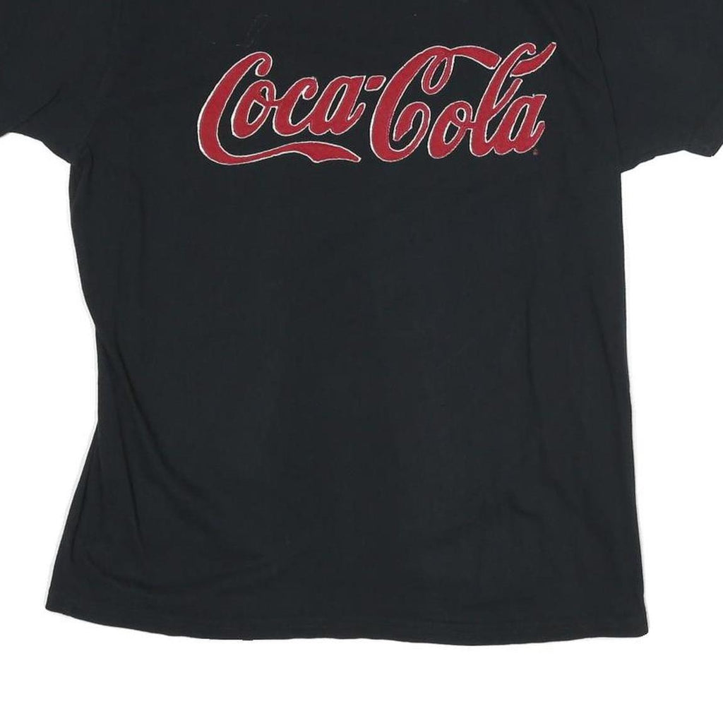 COCA COLA Mens Black Graphic T-Shirt M Short Sleeve Crew Neck Logo Print