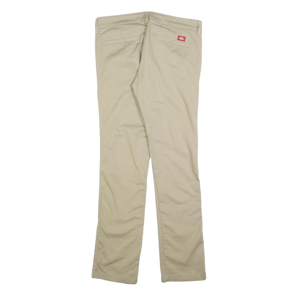 DICKIES Womens Cotton Blend Beige Slim Straight Trousers W32 L32 Casual Workwear