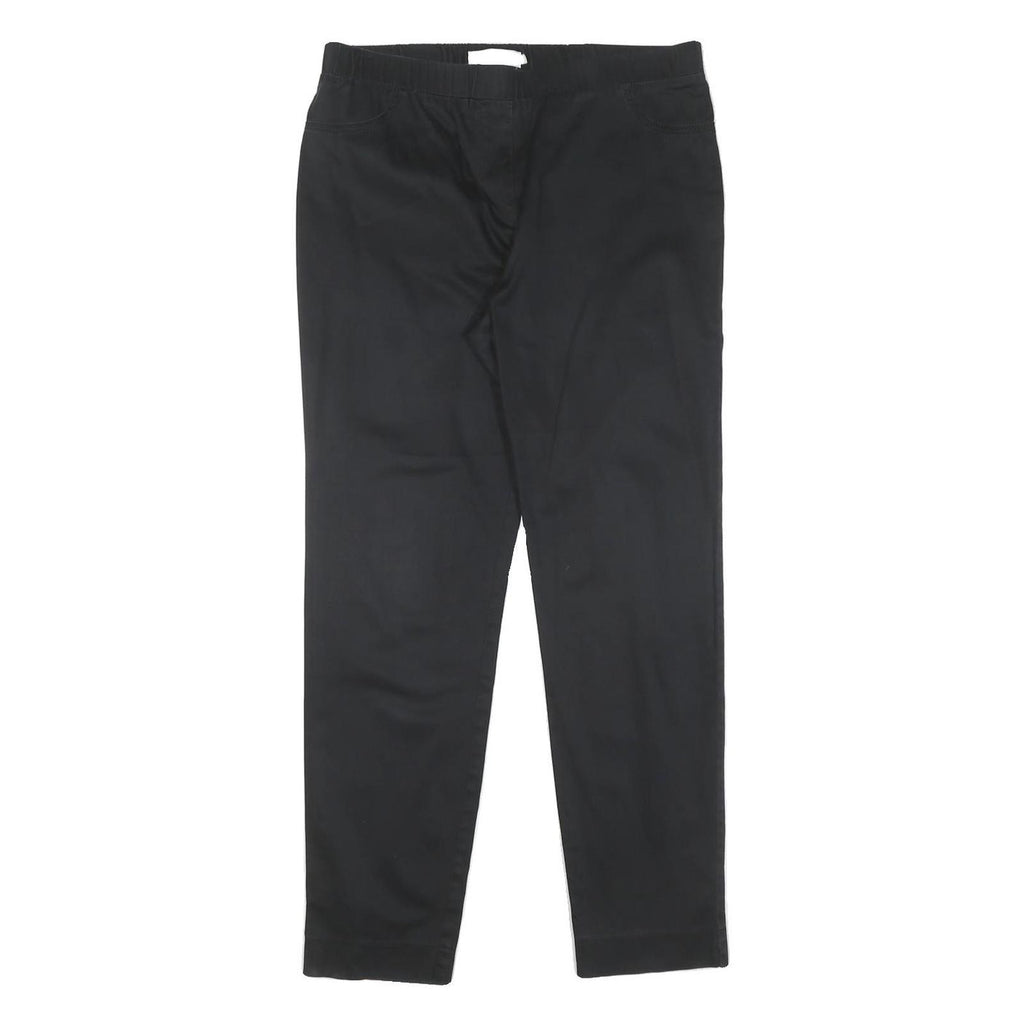 Womens Black Cotton Blend Slim Tapered Trousers W30 L28 Studded Back Pockets