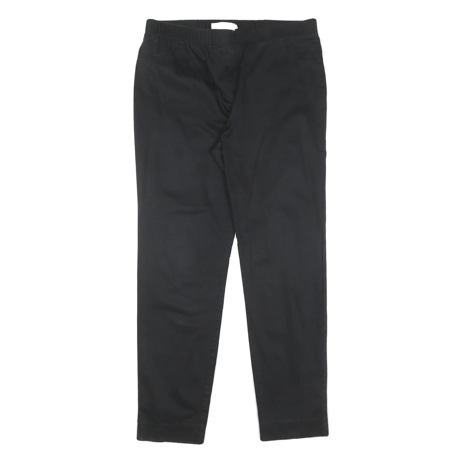 Womens Black Cotton Blend Slim Tapered Trousers W30 L28 Studded Back Pockets