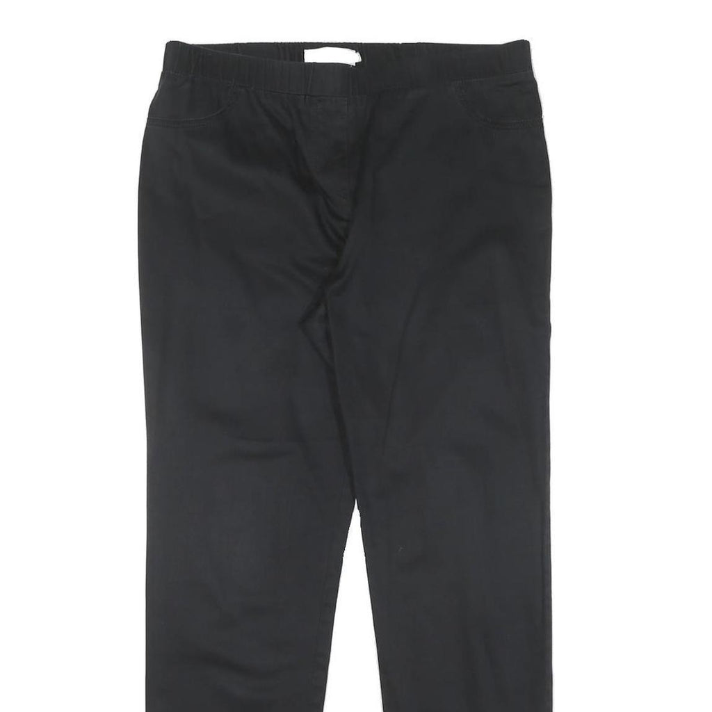 Womens Black Cotton Blend Slim Tapered Trousers W30 L28 Studded Back Pockets