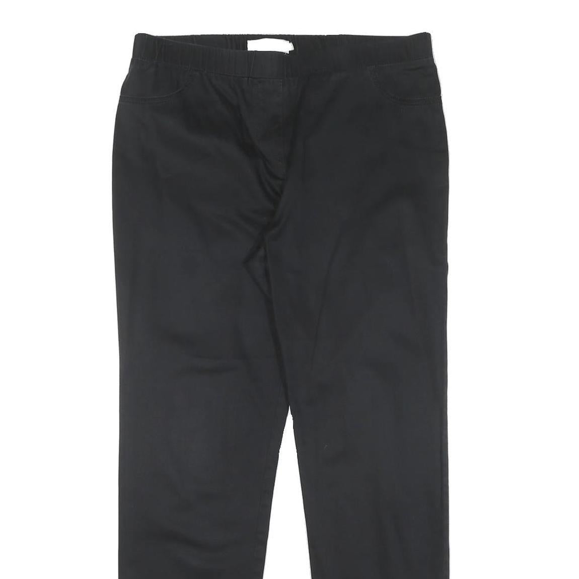 Womens Black Cotton Blend Slim Tapered Trousers W30 L28 Studded Back Pockets