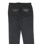 Womens Black Cotton Blend Slim Tapered Trousers W30 L28 Studded Back Pockets