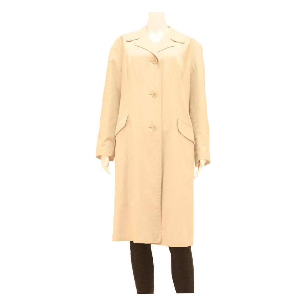 STOFFELS Womens Beige Button Cotton Blend Long Sleeve Jacket M Plain Classic Fit