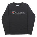 CHAMPION Mens Black Cotton Blend Crew Neck Sweatshirt M Classic Logo