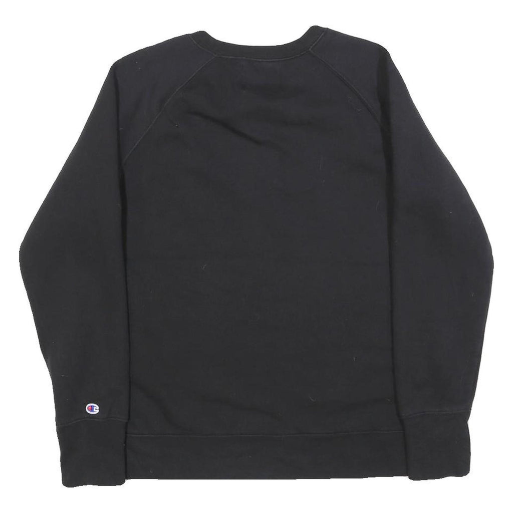 CHAMPION Mens Black Cotton Blend Crew Neck Sweatshirt M Classic Logo