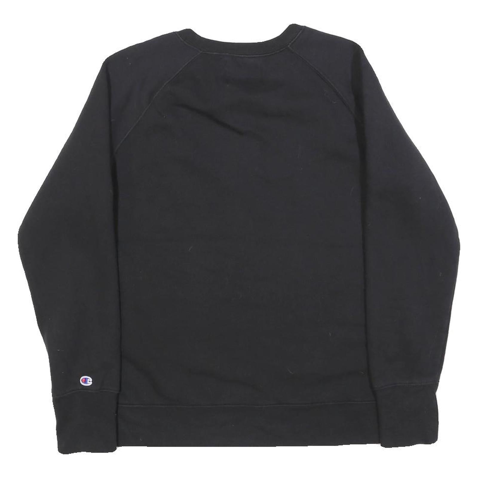 CHAMPION Mens Black Cotton Blend Crew Neck Sweatshirt M Classic Logo