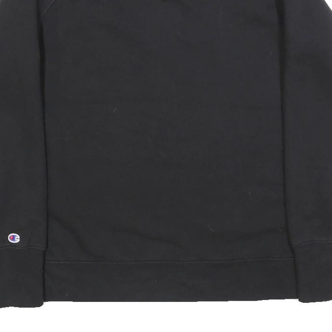 CHAMPION Mens Black Cotton Blend Crew Neck Sweatshirt M Classic Logo