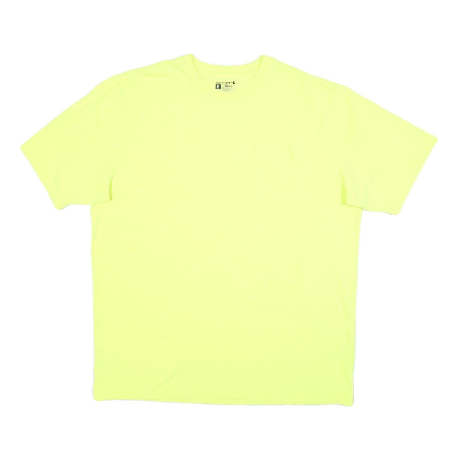 CARHARTT Mens Yellow Cotton Blend T-Shirt XL Short Sleeve Crew Neck Pocket