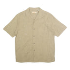 SIDEOUT Mens Beige Cotton Shirt L Casual Short Sleeve Button Front