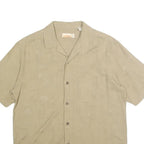 SIDEOUT Mens Beige Cotton Shirt L Casual Short Sleeve Button Front