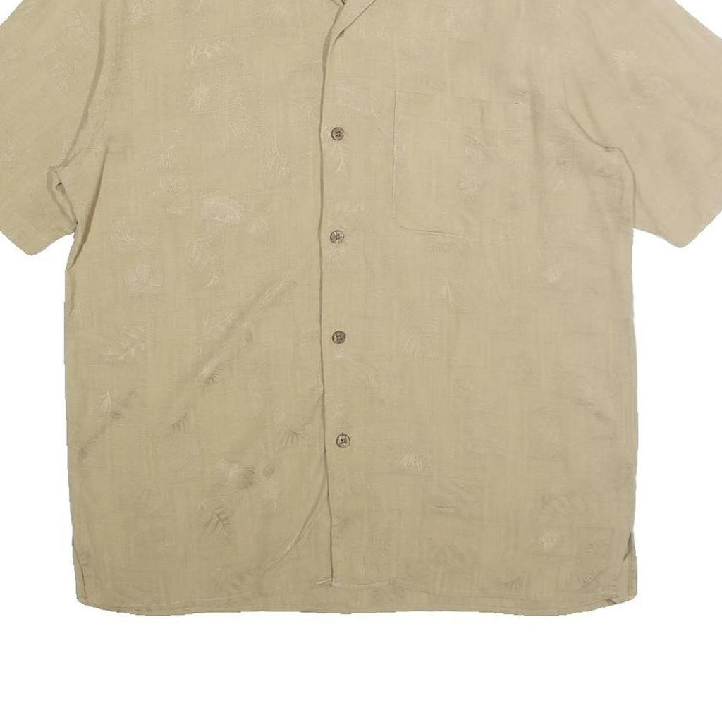 SIDEOUT Mens Beige Cotton Shirt L Casual Short Sleeve Button Front