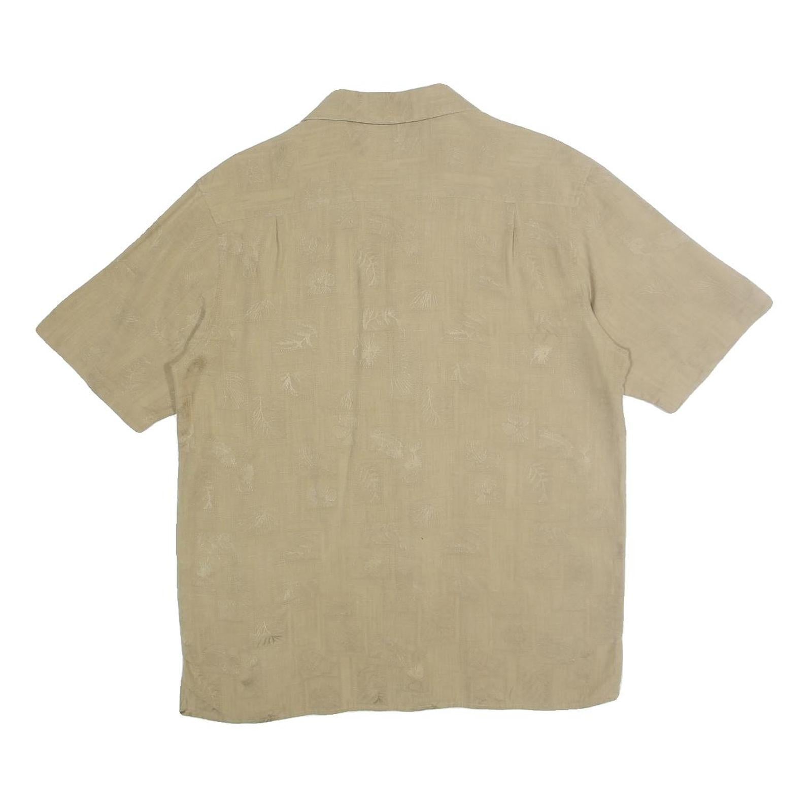 SIDEOUT Mens Beige Cotton Shirt L Casual Short Sleeve Button Front