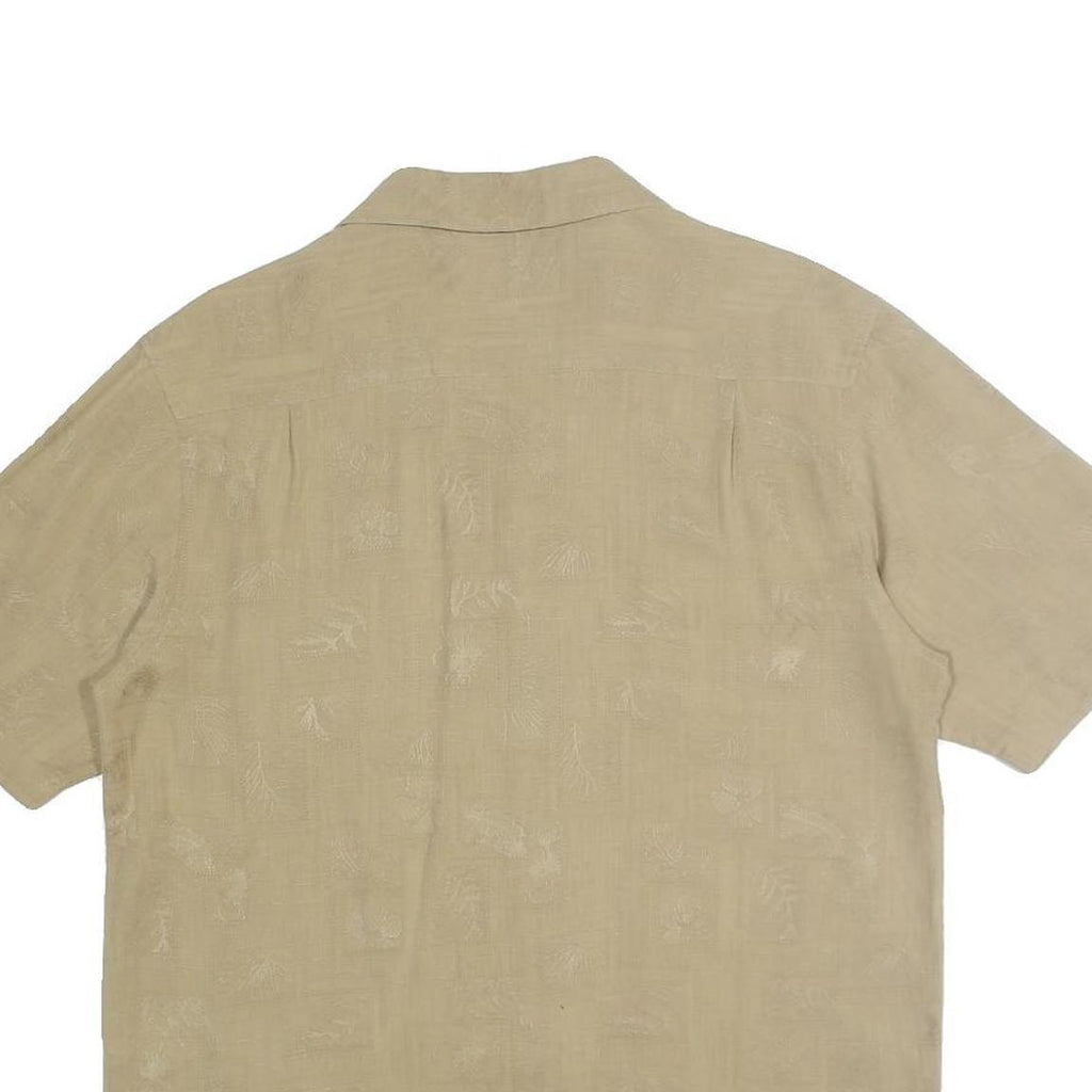 SIDEOUT Mens Beige Cotton Shirt L Casual Short Sleeve Button Front