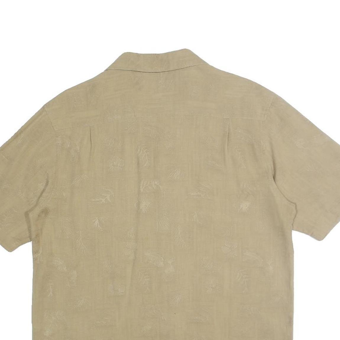 SIDEOUT Mens Beige Cotton Shirt L Casual Short Sleeve Button Front