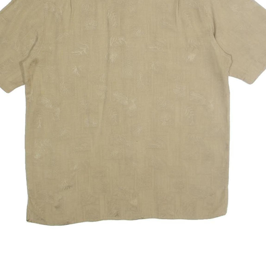 SIDEOUT Mens Beige Cotton Shirt L Casual Short Sleeve Button Front