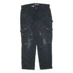 CARHARTT Mens Black Relaxed Fit Cargo Trousers W36 L30 Workwear Durable